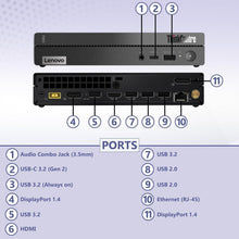 Load image into Gallery viewer, Lenovo ThinKCentre neo 50q Gen 4 Tiny 1L Business Mini Desktop Computer, 13th Gen Intel 8-Core i5-13420H (Beat i7-1355U), 16GB DDR4 RAM, 512GB PCIe SSD, 2 DisplayPorts, WiFi 6, Win 11 Pro, Vent-Hear