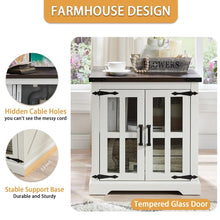 Load image into Gallery viewer, Barnyatoh Farmhouse End Table with Charging Station,24" Large Sofa Side Table with Glass Barn Door, Rustic Wood Nightstand Bedside Table with Adjustable Storage Shelf for Living Room, Bedroom,White
