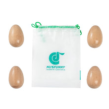 Load image into Gallery viewer, Musfunny Wood Musical Eggs Shakers, 4pcs Egg Maracas Shakers Wooden Hand Percussion Instrument for Musical Education Party Classroom Prizes (Natural Wood)