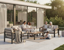 Load image into Gallery viewer, Oasbira Aluminum Outdoor Patio Furniture Set with Coffee Table, 5 Piece Patio Conversation Sets with Washable Thick Cushions, Outdoor Sectional Furniture Set for Porch, Balcony, Deck, Yard, Graphite