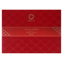 Load image into Gallery viewer, Orientica Luxury Collection Amber Rouge 4-Pc Gift Set Eau De Parfum - Woody, Amber, Saffron, Praline, Jasmine, Orange, Oak Moss, Seaweed - Arabic Perfume for Women - (2.7oz, 7.5ml & 2 X 10ml spray)