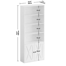 Load image into Gallery viewer, IRONCK Industrial Bookshelves and Bookcases with Doors Floor Standing 6 Shelf Display Storage Shelves 70 in Tall Bookcase for Home Office, Living Room