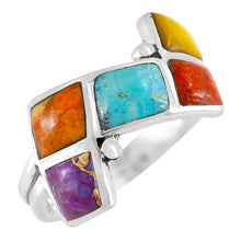 Load image into Gallery viewer, Turquoise Ring Sterling Silver 925 Genuine Gemstones Size 6 to 11 (Multi) (7)
