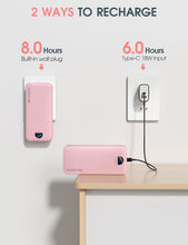 Load image into Gallery viewer, Portable Charger, 20000mAh PD20W Fast Charging Power Bank with Built-in Cables & Wall Plug, External Battery Pack with LED Display, Travel Essentials Battery Bank for iPhone, iPad, Samsung Fairy Pink