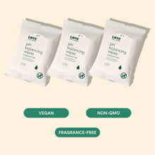 Load image into Gallery viewer, Love Wellness pH Balancing Wipes for Women | Feminine Hygiene for Cleansing with Aloe Vera | Fragrance-Free Intimate Health | Moisturizing, Soothing & Calming for Sensitive Skin | Travel Size | 3-Pack