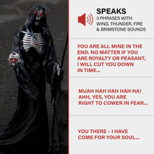 Load image into Gallery viewer, Haunted Hill Farm 7.0-Ft. Motion-Activated Rotting Reaper Animatronic