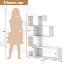 Load image into Gallery viewer, Tangkula S-Shaped Bookshelf, 5-Tier Modern Geometric Stepped Bookcase with Anti-Tipping Kits, Freestanding Corner Ladder Display Rack for Living Room Home Office (1, White)