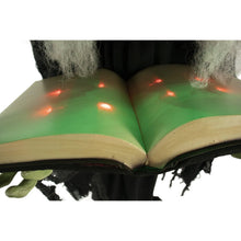 Load image into Gallery viewer, Haunted Hill Farm Life-Size Talking Witch Holding Spell Book, Halloween Animatronic with Touch Activated Lights and Sound, Poseable, Battery Operated Indoor or Covered Outdoor Halloween Decorations