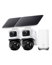 Load image into Gallery viewer, eufy Security eufyCam S4 2-Cam Kit, 4K Solar Wireless Outdoor Security System,3-Lens Bullet-PTZ cam, 360° Coverage,Cross-Cam Track, AI Facial Recognition, 8X Zoom,0 Monthly Fee,Expandable up to 16TB