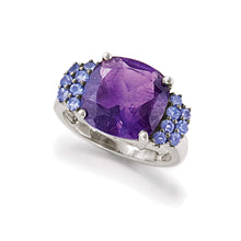 Load image into Gallery viewer, Ross-Simons 5.50 Carat Amethyst and .40 ct. t.w. Tanzanite Ring in Sterling Silver. Size 7