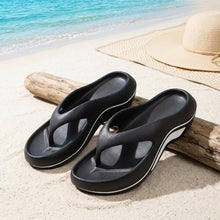 Load image into Gallery viewer, Platform Flip Flops for Women, Arch Support Cushion Thong Sandals, Thick Sole Pillow Slippers, Non-Slip Summer Beach Shoes, Black size US 9
