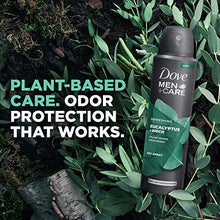 Load image into Gallery viewer, Dove Men+Care Deodorant Spray Aluminum Free Deodorant Eucalyptus and Birch Naturally Derived Plant Based Mens Deodorant Moisturizer 4 oz 3 Count