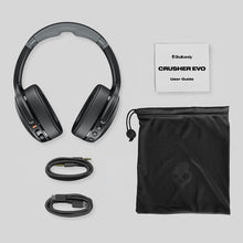 Load image into Gallery viewer, Skullcandy Crusher Evo Wireless Bluetooth Headphones with Multi-Sensory Bass, Noise Isolating Over-Ear Fit, Up to 40 Hours Battery, Microphone for iPhone Android - True Black