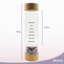 Load image into Gallery viewer, The Brave Soul Crystal Water Bottle, Slim Crystal Water Bottle Tea Infuser, Double Wall Glass for Hot and Cold Drinks. Slim Crystal Water Bottles with Crystals Inside. Eco-friendly & Relaxing Gifts