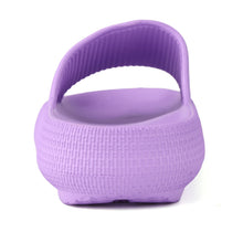 Load image into Gallery viewer, LIZICU Kids Happy Face Cloud Slides丨Pillow Slippers for Boys Girls丨Quick Drying Bathroom Shower Slippers丨Summer Beach Pool Slippers| Thick Sole Non-Slip Lightning Purple 3 Big Kid