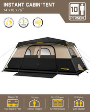 Load image into Gallery viewer, FanttikOutdoor Zeta C10 Pro Camping Tent 10 Person Instant Cabin Tent Setup in 60 Seconds with Rainfly & Windproof Portable with Carry Bag for Family Camping & Hiking, Khaki