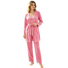 Load image into Gallery viewer, Womens Pajama Sets Winter Velour Sleepwear 3 Piece Kimono Pajama Sets