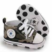 Load image into Gallery viewer, KKIIDDSS Unisex Baby Girls Boys Canvas High-top Shoes, Newborn Infant Anti-Slip Soft Sole Frist Walking Sneakers (A03/Army Green,6-12 Months)