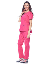 Load image into Gallery viewer, Dagacci Medical Uniform Womens and Mens Scrub Set Unisex Medical Scrub Shirt Top and Pant, Hot Pink, Medium,