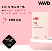 Load image into Gallery viewer, Love Wellness Good Girl Probiotics & The Killer | Vaginal pH Balance Supplement & Boric Acid Suppositories for Women | Odor Control with Prebiotics for Urinary Tract & Intimate Feminine Health