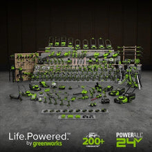 Load image into Gallery viewer, Greenworks 48V (24V x 2) 20" Brushless Cordless Lawn Mower + 12" String Trimmer + 320 CFM Leaf Blower Combo Kit with (2) 4.0Ah Batteries & Dual Port Fast Charger