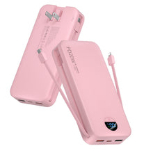 Load image into Gallery viewer, Portable Charger, 20000mAh PD20W Fast Charging Power Bank with Built-in Cables & Wall Plug, External Battery Pack with LED Display, Travel Essentials Battery Bank for iPhone, iPad, Samsung Fairy Pink