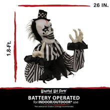 Load image into Gallery viewer, Haunted Hill Farm Scary Talking Groundbreaker Clown, Halloween Animatronic with Motion and Touch Activated Lights and Sounds, Battery Operated Indoor or Covered Outdoor Halloween Decorations