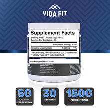 Load image into Gallery viewer, Vida Fit Micronized Creatine Monohydrate Powder 150g Vegan Creatine Pure Creatine for Women & Men No Fillers Unflavored 5000mg/5g Per Serv 30 Servings