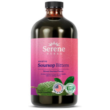 Load image into Gallery viewer, Serene Herbs Soursop Bitters Liquid with Soursop Leaves for Gut Cleanse, Detox & Immune Boost with Black Seed, Moringa, Irish Moss, Ashwaganda, Turmeric, 16 fl oz (16 Fl Oz (Pack of 1), Mixed Berry)