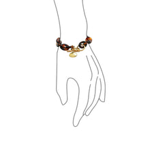 Load image into Gallery viewer, Bling Jewelry Fashion Statement Brown Golden Acrylic Marbled Leopard Tortoise Shell Oval Chain Link Bracelet for Women Teen Yellow Gold Plated Stainless Steel Adjustable Toggle Closure