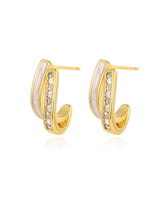 Load image into Gallery viewer, 1 Pair Gold Cubic Zirconia Ring with Cat's Eye Stone - Stylish and Elegant Accessory for Everyday Wear