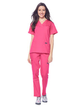 Load image into Gallery viewer, Dagacci Medical Uniform Womens and Mens Scrub Set Unisex Medical Scrub Shirt Top and Pant, Hot Pink, Medium,