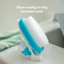 Load image into Gallery viewer, Frida Baby The 3-Step Cradle Cap System, DermaFrida The FlakeFixer, Sponge, Brush, Comb and Storage Stand for Babies with Cradle Cap, White-Blue