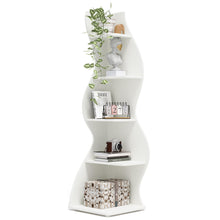 Load image into Gallery viewer, Tribesigns Corner Shelf, Modern 5-Tier Wall Corner Bookshelf, Stylish Corner Small Bookcase Storage Rack Plant Stand with Unique Shape for Living Room, Home Office, (1PC, White)