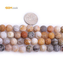 Load image into Gallery viewer, GEM-Inside Natural 8mm Gray Leaf Agate Frosted Matte Unpolished Round Spacer Beads for Jewelry Making Strand 15 inch