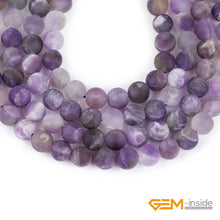 Load image into Gallery viewer, GEM-Inside Amethyst Gemstone Stone Beads Matte Frosted Round Natural 8mm Crystal Energy Stone Power for Jewelry Making 15"