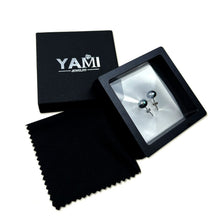 Load image into Gallery viewer, YAMI Pearl Earrings for Women, Saltwater Cultured Pearls 6-10MM, 925 Sterling Silver Hypoallergenic Earrings for Women, Black Stud Earrings for Sensitive Ears, Jewelry Gifts, 8-8.5MM