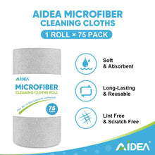 Load image into Gallery viewer, AIDEA Microfiber Cleaning Cloth Roll, Grey 75PK, Reusable Paper Towels Tear Away Cloth, Microfiber Towels for Cars, Wash Cloths, Lint Free Rags for House, Kitchen,Window,Cleaning Supplies 11.5"×11.5"