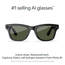 Load image into Gallery viewer, Ray-Ban Meta (Gen 2), Wayfarer Large, Shiny Black | Smart AI Glasses for Men, Women — 2X Battery Life — 3K HD Resolution — 12 MP Ultra-Wide Camera, Audio, Video — Green Lenses — Wearable Technology