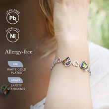 Load image into Gallery viewer, Leafael Infinity Love Heart Link Bracelets, Crystal Bracelet for Women, Silver Tone Jewelry Gifts for Her, Healing Stone for Protection, Rainbow Tourmaline Black, 7-inch Chain and 2-inch Extender