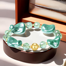 Load image into Gallery viewer, Handmade Original Jewelry 8-14MM Baroque Shell Pearls Multicolor Crystal MetJakt Stretch Bracelet for Women (Fruit Green Crystal)