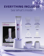 Load image into Gallery viewer, Ufree Bikini Trimmer Electric Razors for Women, Ceramic Blade Body Hair Trimmer, IPX7 Waterproof Rechargeable Lady Shaver, Personal Groomer for Legs & Pubic Hair, Gifts for Women, Purple