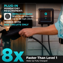 Load image into Gallery viewer, EVIQO Level 2 EV Charger, 40 Amp, J1772 for Non-Tesla EVs, 25ft Cable, WiFi (2.4GHz) Smart App, Weatherproof Indoor/Outdoor (IP66, NEMA 4), UL & ETL Certified, NEMA 14-50 Plug-in 240V