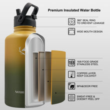 Load image into Gallery viewer, NATURE PIONEOR Tactical Water Bottle with Carrying Molle Sleeve, Stainless Steel 18/8 Food Grade Half Gallon Jug