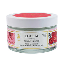 Load image into Gallery viewer, LOLLIA Always in Rose Body Butter, 5.5 oz. - Rose & Hibiscus Fragrance – Shea Butter & Cocoa Butter, Body Lotion for Women, Hydrating & Smooth Body Moisturizer