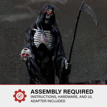 Load image into Gallery viewer, Haunted Hill Farm 7.0-Ft. Motion-Activated Rotting Reaper Animatronic