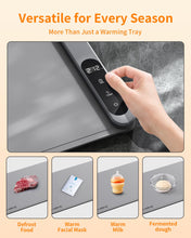 Load image into Gallery viewer, Food Warming Mat, Electric Warming Tray with 6 Level Temperature Settings,6 Hours Timer, Graphene Rapid Heating, Auto Shut-Off, Roll Up Food Warmer for Buffets Party, Countertop,Gatherings