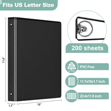 Load image into Gallery viewer, SUIN1-Inch 3-Ring-Binder, Customizable Clear View Cover, for US Letter Size 8-1/2 x 11'', Perfect for Office/School (Black - 12 Packs)