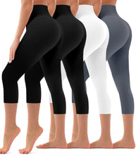Load image into Gallery viewer, 4 Pack Leggings for Women Butt Lift High Waisted Tummy Control No See-Through Yoga Pants Workout Running Leggings
