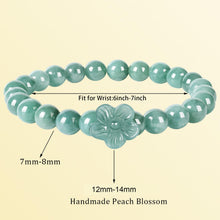 Load image into Gallery viewer, HL1971 Real Jade bracelet for Women, Natural Jadeite Handmade Carved Peach Blossom Stretch Beaded Beads Jade Bangle Jewelry, Feng Shui Prosperity Blue-Green Jades bracelets,for Valentine's,Mother,Christmas (5)